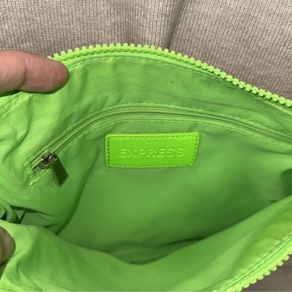 EXPRESS Linen Cotton Bright Neon Watermelon Sequined Tasseled Zip Clutch - Picture 4 of 9